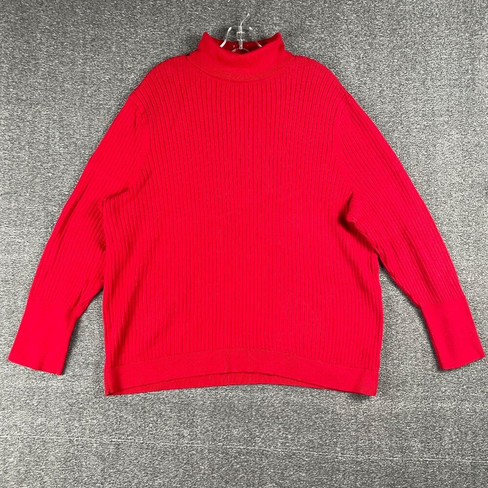 Talbots Sweater Womens 3X Red Ribbed Turtleneck Work Office Capsule Casual Norm